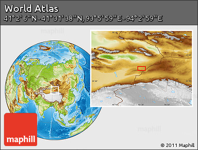 Physical Location Map of the Area around 41° 16' 52" N, 93° 34' 29" E
