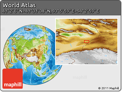 Physical Location Map of the Area around 41° 16' 52" N, 93° 34' 29" E