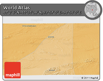 Political 3D Map of the Area around 41° 16' 52" N, 94° 25' 30" E