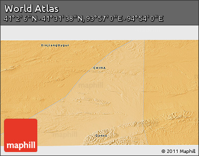 Political 3D Map of the Area around 41° 16' 52" N, 94° 25' 30" E