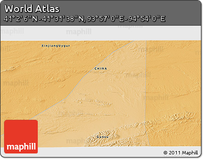 Political 3D Map of the Area around 41° 16' 52" N, 94° 25' 30" E