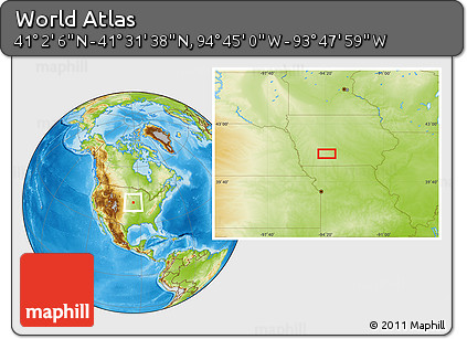 Physical Location Map of the Area around 41° 16' 52" N, 94° 16' 30" W