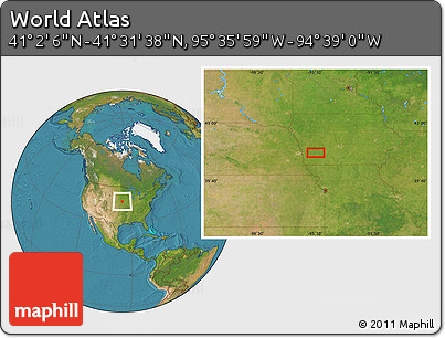 Satellite Location Map of the Area around 41° 16' 52" N, 95° 7' 30" W