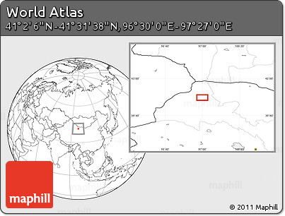 Blank Location Map of the Area around 41° 16' 52" N, 96° 58' 29" E
