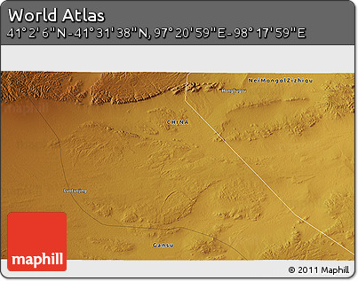 Physical 3D Map of the Area around 41° 16' 52" N, 97° 49' 29" E