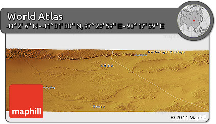 Physical Panoramic Map of the Area around 41° 16' 52" N, 97° 49' 29" E
