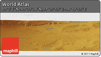 Physical Panoramic Map of the Area around 41° 16' 52" N, 97° 49' 29" E