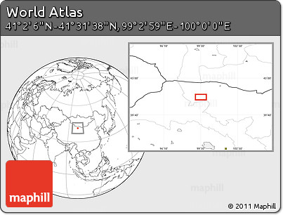Blank Location Map of the Area around 41° 16' 52" N, 99° 31' 30" E