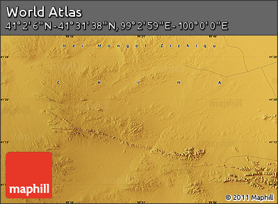 Physical Map of the Area around 41° 16' 52" N, 99° 31' 30" E