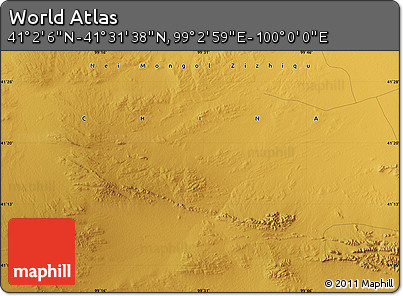 Physical Map of the Area around 41° 16' 52" N, 99° 31' 30" E