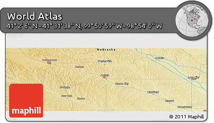 Physical Panoramic Map of the Area around 41° 16' 52" N, 99° 22' 30" W