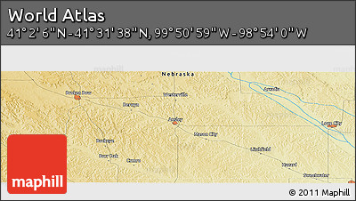 Physical Panoramic Map of the Area around 41° 16' 52" N, 99° 22' 30" W