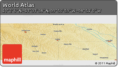 Physical Panoramic Map of the Area around 41° 16' 52" N, 99° 22' 30" W