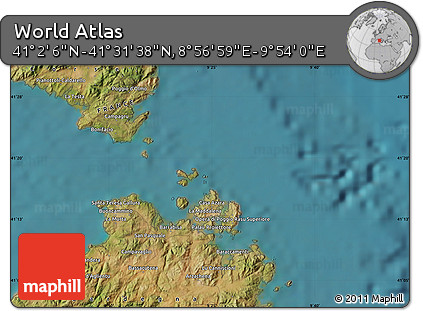 Satellite Map of the Area around 41° 16' 52" N, 9° 25' 30" E