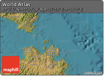 Satellite Map of the Area around 41° 16' 52" N, 9° 25' 30" E