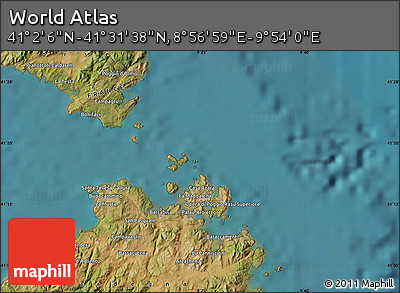 Satellite Map of the Area around 41° 16' 52" N, 9° 25' 30" E
