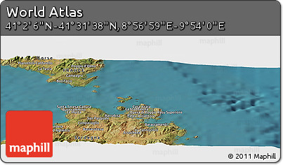 Satellite Panoramic Map of the Area around 41° 16' 52" N, 9° 25' 30" E