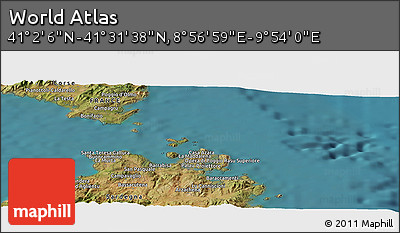 Satellite Panoramic Map of the Area around 41° 16' 52" N, 9° 25' 30" E