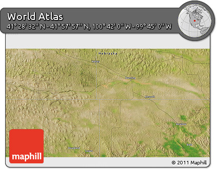 Satellite 3D Map of the Area around 41° 43' 14" N, 100° 13' 29" W