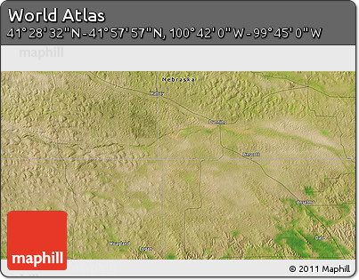 Satellite 3D Map of the Area around 41° 43' 14" N, 100° 13' 29" W