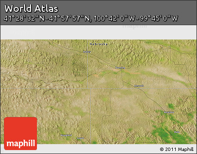 Satellite 3D Map of the Area around 41° 43' 14" N, 100° 13' 29" W