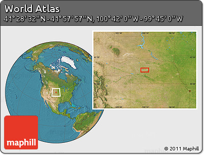 Satellite Location Map of the Area around 41° 43' 14" N, 100° 13' 29" W