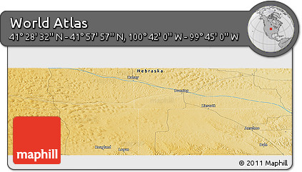 Physical Panoramic Map of the Area around 41° 43' 14" N, 100° 13' 29" W