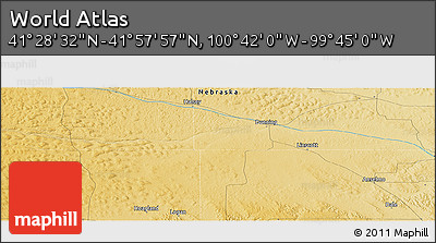 Physical Panoramic Map of the Area around 41° 43' 14" N, 100° 13' 29" W