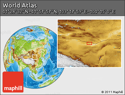 Physical Location Map of the Area around 41° 43' 14" N, 103° 46' 30" E