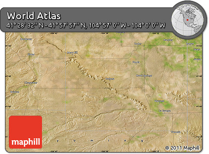 Satellite Map of the Area around 41° 43' 14" N, 104° 28' 29" W