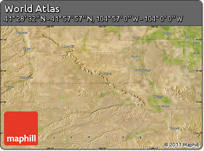Satellite Map of the Area around 41° 43' 14" N, 104° 28' 29" W