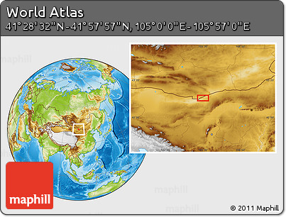 Physical Location Map of the Area around 41° 43' 14" N, 105° 28' 29" E