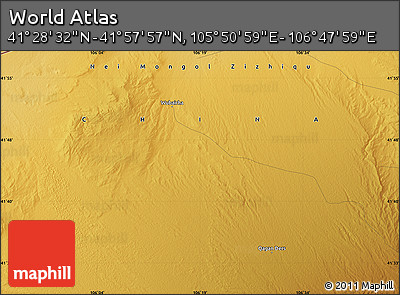Physical Map of the Area around 41° 43' 14" N, 106° 19' 29" E