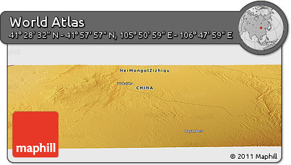 Physical Panoramic Map of the Area around 41° 43' 14" N, 106° 19' 29" E