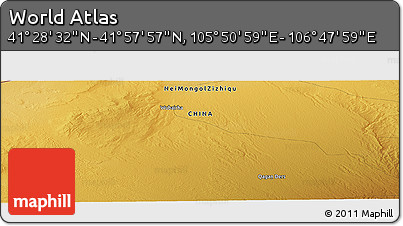 Physical Panoramic Map of the Area around 41° 43' 14" N, 106° 19' 29" E