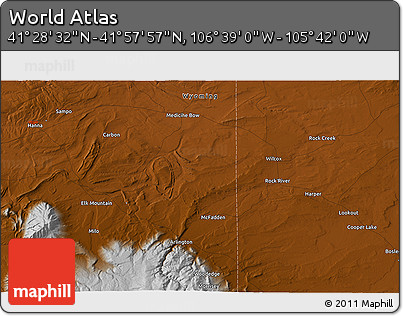 Physical 3D Map of the Area around 41° 43' 14" N, 106° 10' 30" W