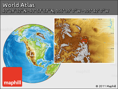 Physical Location Map of the Area around 41° 43' 14" N, 106° 10' 30" W