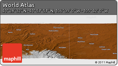Physical Panoramic Map of the Area around 41° 43' 14" N, 106° 10' 30" W