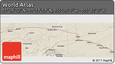 Shaded Relief Panoramic Map of the Area around 41° 43' 14" N, 106° 10' 30" W