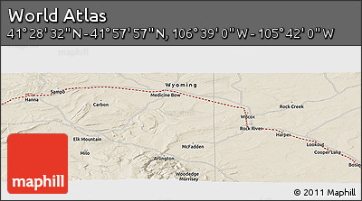 Shaded Relief Panoramic Map of the Area around 41° 43' 14" N, 106° 10' 30" W