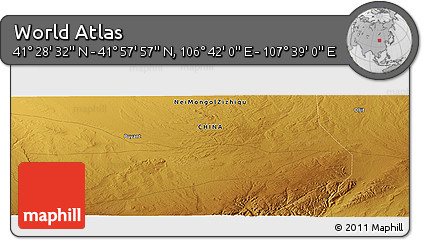 Physical Panoramic Map of the Area around 41° 43' 14" N, 107° 10' 30" E