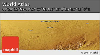 Physical Panoramic Map of the Area around 41° 43' 14" N, 107° 10' 30" E