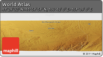 Physical Panoramic Map of the Area around 41° 43' 14" N, 107° 10' 30" E