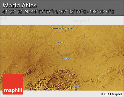 Physical 3D Map of the Area around 41° 43' 14" N, 108° 1' 30" E