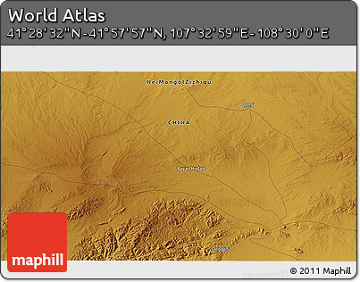 Physical 3D Map of the Area around 41° 43' 14" N, 108° 1' 30" E