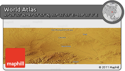 Physical Panoramic Map of the Area around 41° 43' 14" N, 108° 1' 30" E