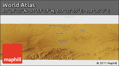 Physical Panoramic Map of the Area around 41° 43' 14" N, 108° 1' 30" E