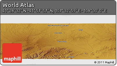 Physical Panoramic Map of the Area around 41° 43' 14" N, 108° 1' 30" E