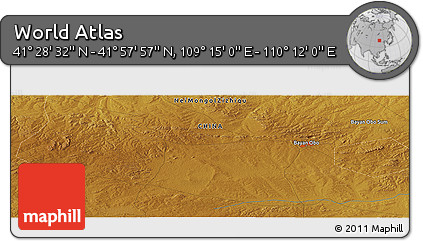 Physical Panoramic Map of the Area around 41° 43' 14" N, 109° 43' 29" E