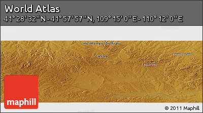 Physical Panoramic Map of the Area around 41° 43' 14" N, 109° 43' 29" E